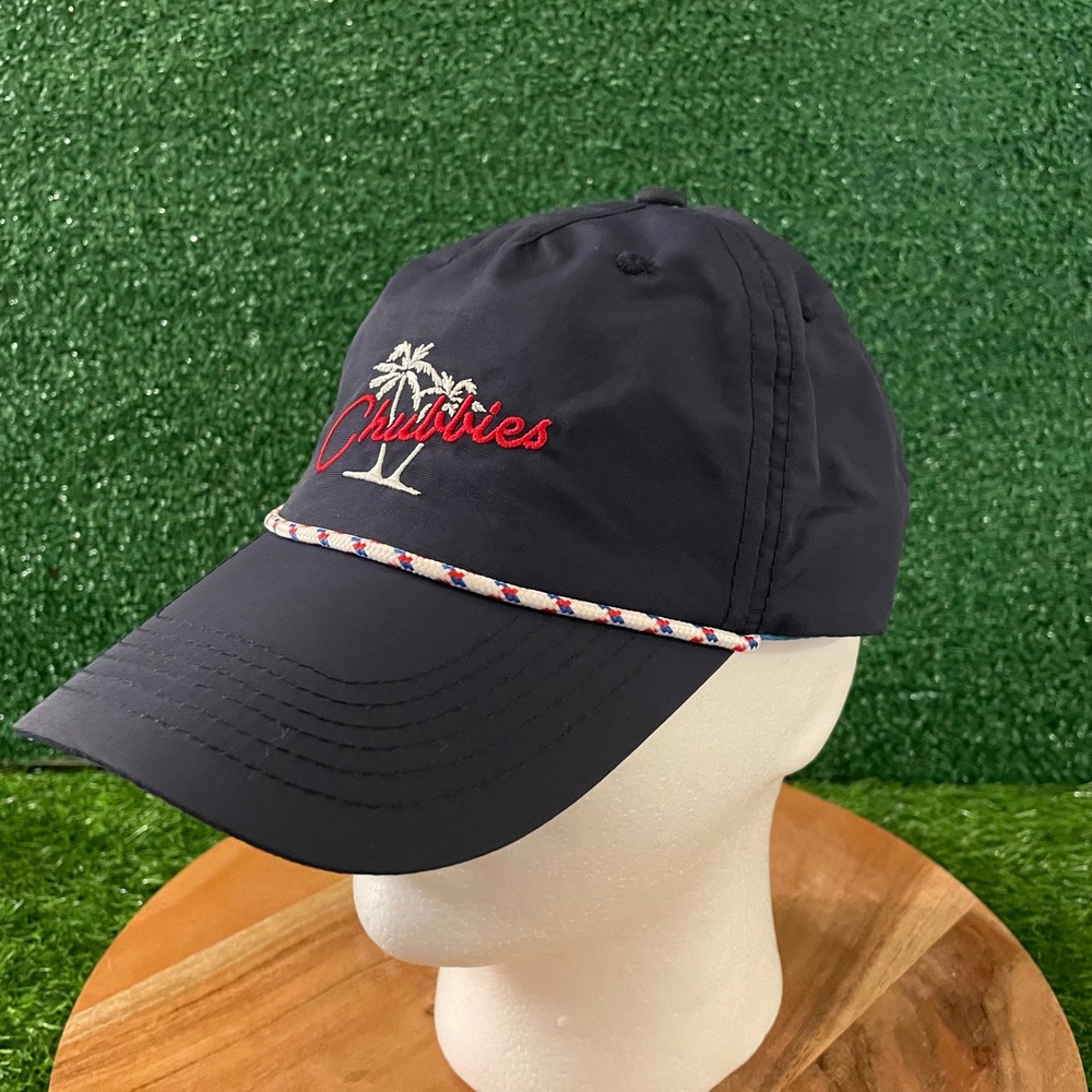 Chubbies Palm Tree Rope Hat Mens One Size Navy Blue Embroidered Nylon Cap NWOT